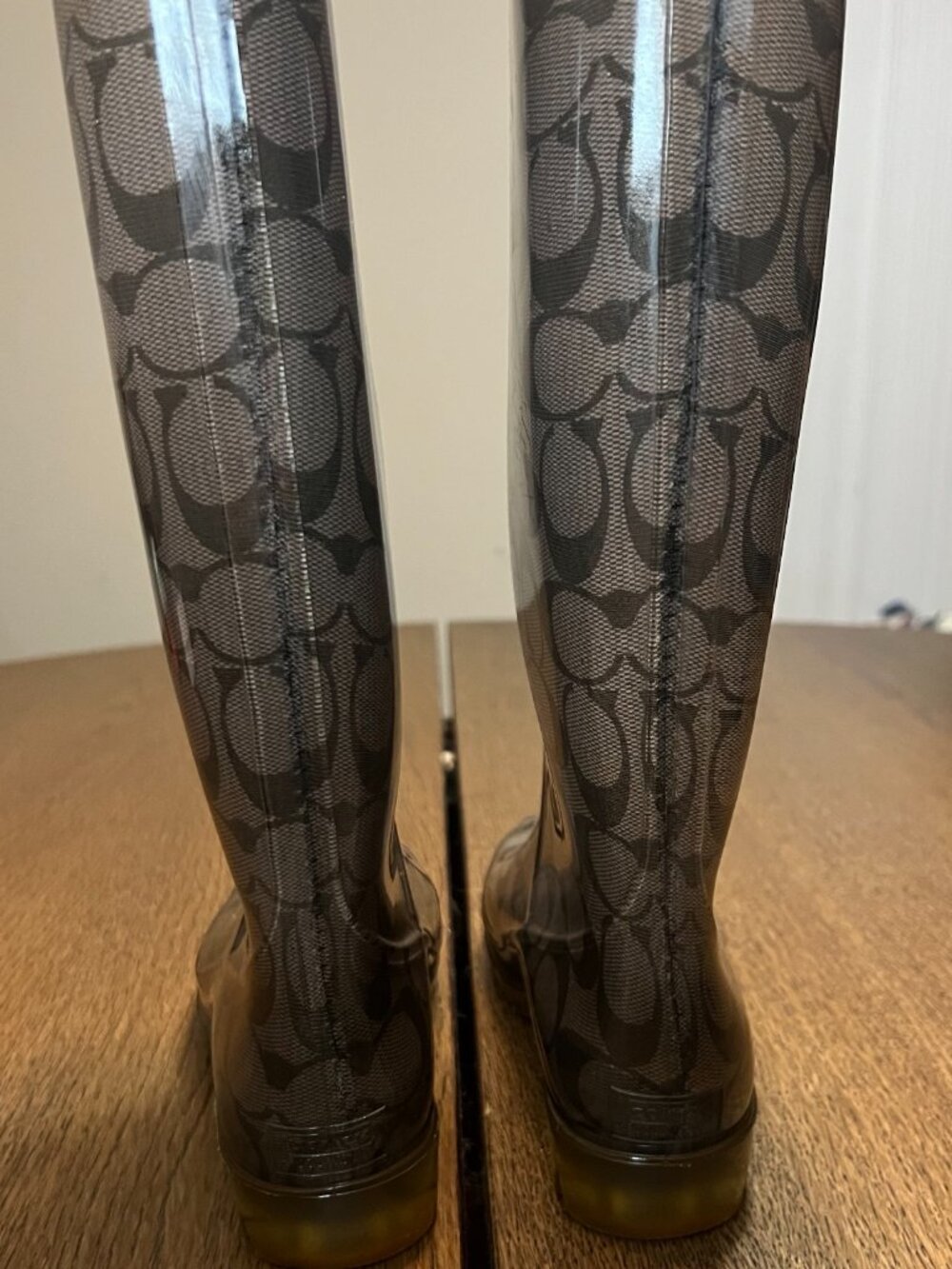 Coach Monogram Y2K Rubber Rain Boots Waterproof Tall Boots Womens Sz 6 - Picture 3 of 11